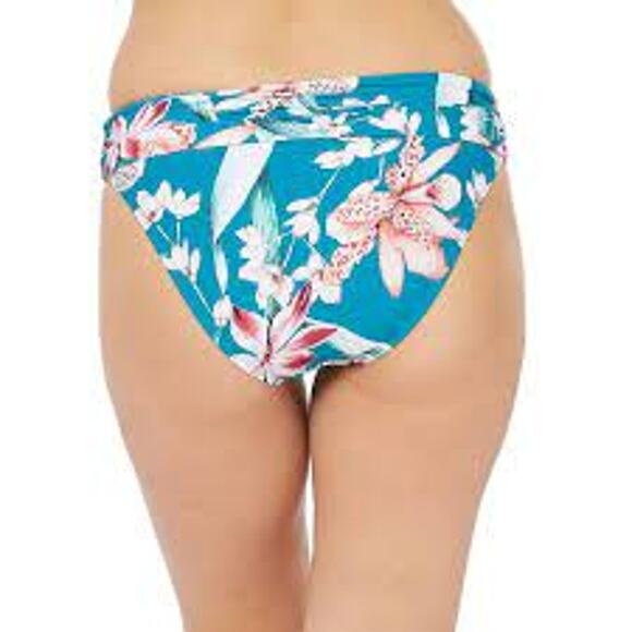 La Blanca Flyaway Orchid Shirred Banded Hipster Swim Bottoms 12 NEW - Picture 2 of 3